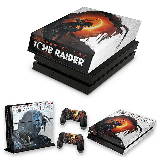 KIT PS4 Fat Skin e Capa Anti Poeira - Shadow Of The Tomb Raider