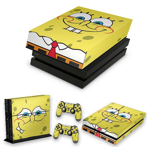 KIT PS4 Fat Skin e Capa Anti Poeira - Bob Esponja