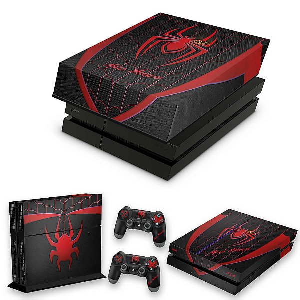 KIT PS4 Fat Skin e Capa Anti Poeira - Spider-Man: Miles Morales