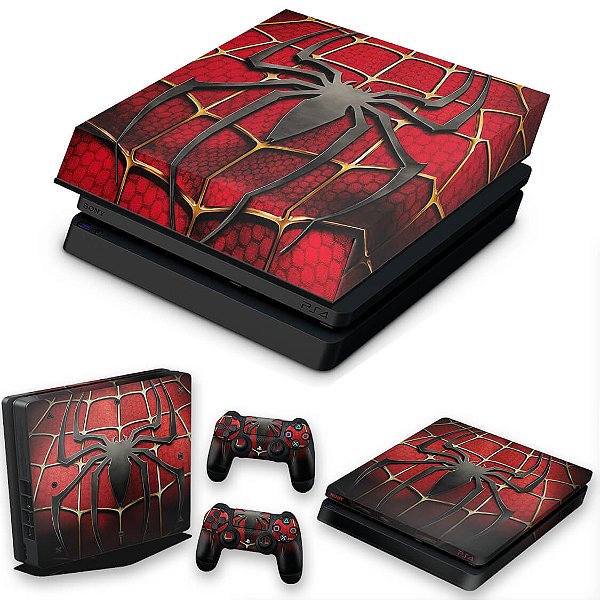 KIT PS4 Slim Skin e Capa Anti Poeira - Spider Man - Homem Aranha