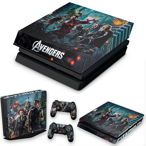 KIT PS4 Slim Skin e Capa Anti Poeira - The Avengers - Os Vingadores