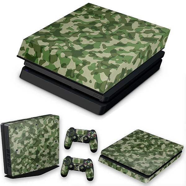 KIT PS4 Slim Skin e Capa Anti Poeira - Camuflagem Exercito