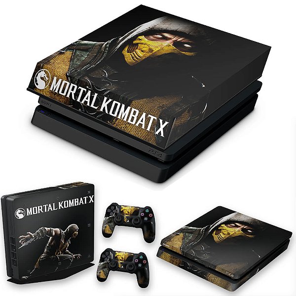 KIT PS4 Slim Skin e Capa Anti Poeira - Mortal Kombat X