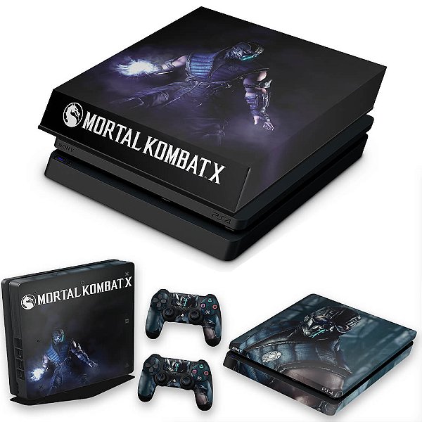 KIT PS4 Slim Skin e Capa Anti Poeira - Mortal Kombat X - Sub Zero
