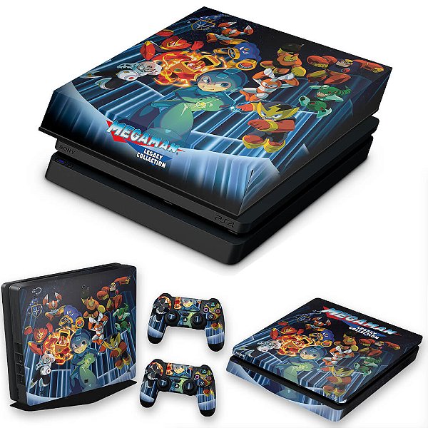 KIT PS4 Slim Skin e Capa Anti Poeira - Megaman Legacy Collection