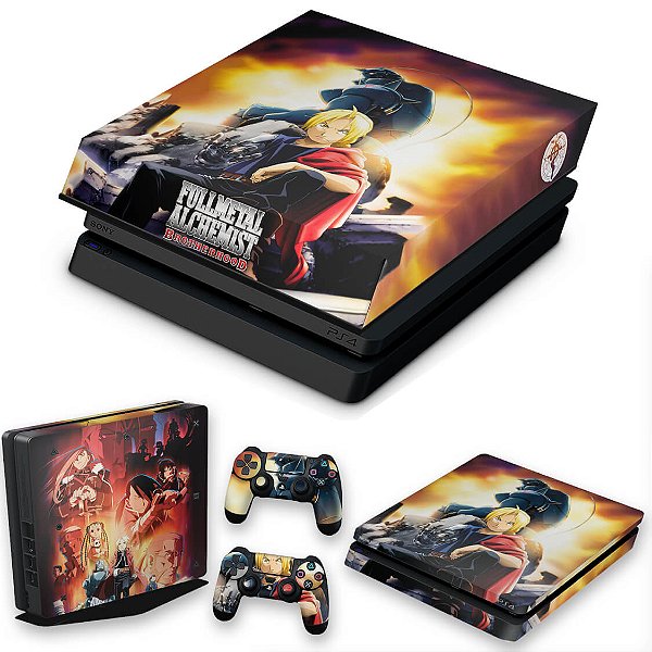 KIT PS4 Slim Skin e Capa Anti Poeira - Fullmetal Alchemist: Brotherhood