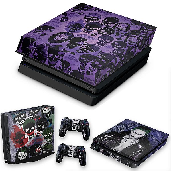 KIT PS4 Slim Skin e Capa Anti Poeira - Esquadrão Suicida #D