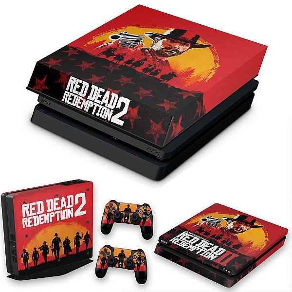 KIT PS4 Slim Skin e Capa Anti Poeira - Red Dead Redemption 2