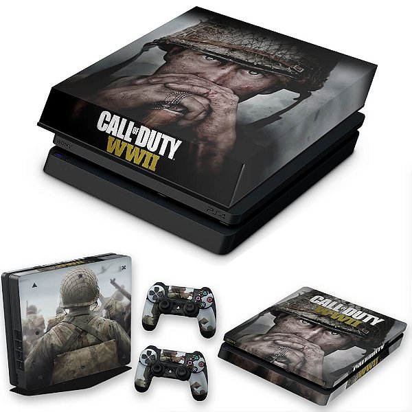 KIT PS4 Slim Skin e Capa Anti Poeira - Call Of Duty Ww2
