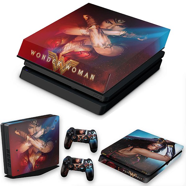 KIT PS4 Slim Skin e Capa Anti Poeira - Mulher Maravilha