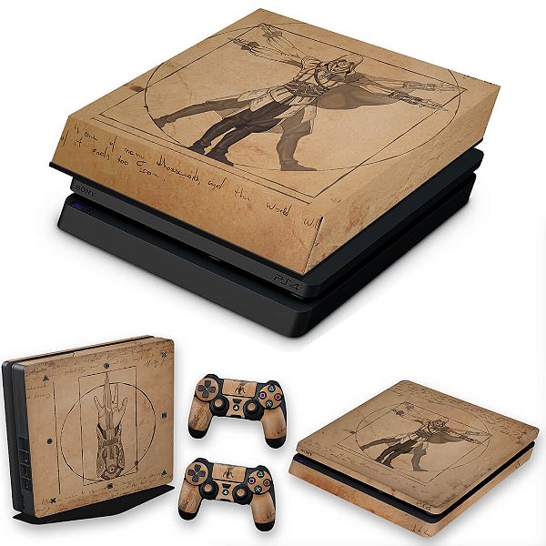 KIT PS4 Slim Skin e Capa Anti Poeira - Assassin’S Creed Vitruviano