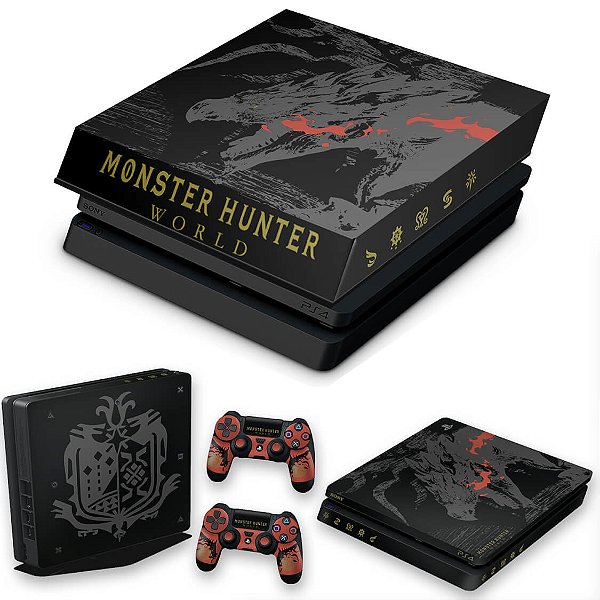 KIT PS4 Slim Skin e Capa Anti Poeira - Monster Hunter Edition