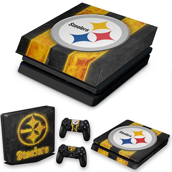KIT PS4 Slim Skin e Capa Anti Poeira - Pittsburgh Steelers - Nfl