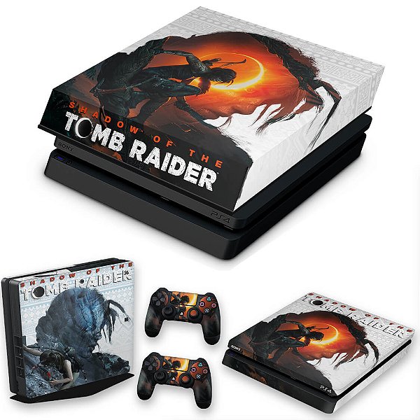 KIT PS4 Slim Skin e Capa Anti Poeira - Shadow Of The Tomb Raider