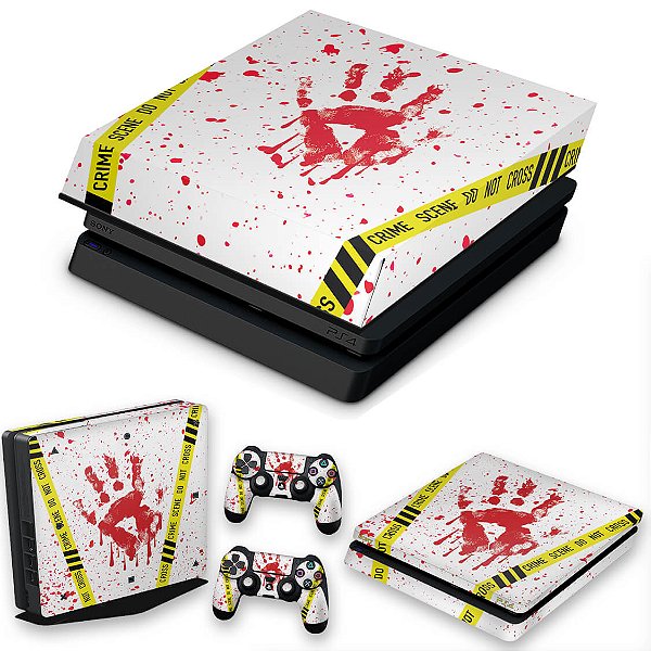 KIT PS4 Slim Skin e Capa Anti Poeira - Cena De Crime Scene