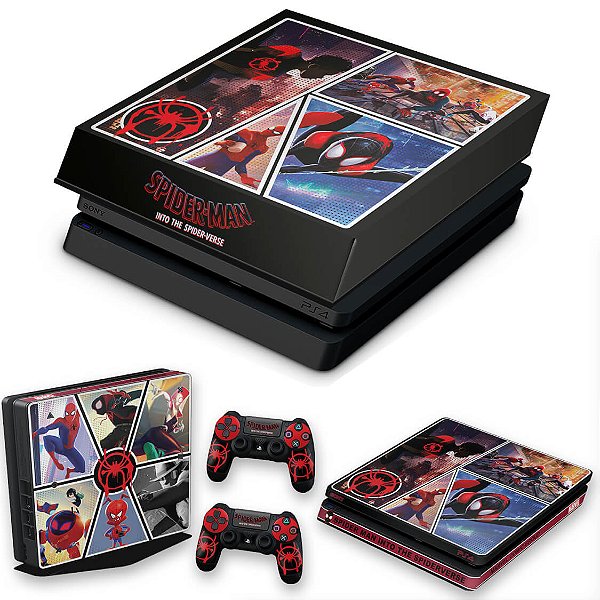 KIT PS4 Slim Skin e Capa Anti Poeira - Homem-Aranha No Aranhaverso