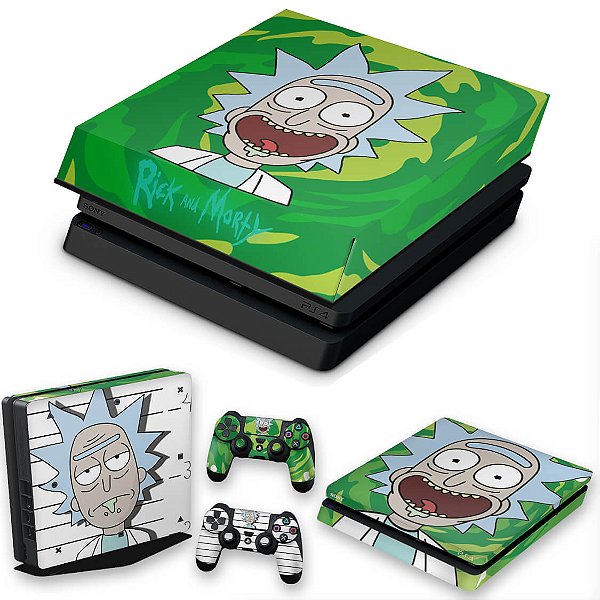 KIT PS4 Slim Skin e Capa Anti Poeira - Rick Rick And Morty