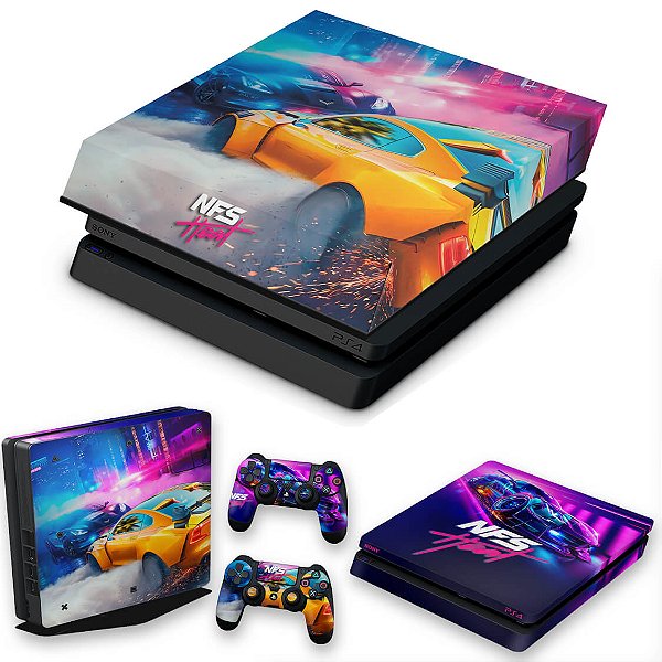 KIT PS4 Slim Skin e Capa Anti Poeira - Need For Speed Heat