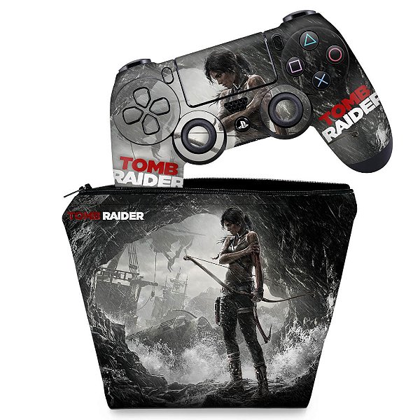 KIT Capa Case e Skin PS4 Controle  - Tomb Raider