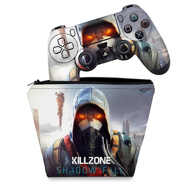 KIT Capa Case e Skin PS4 Controle  - Killzone Shadow Fall