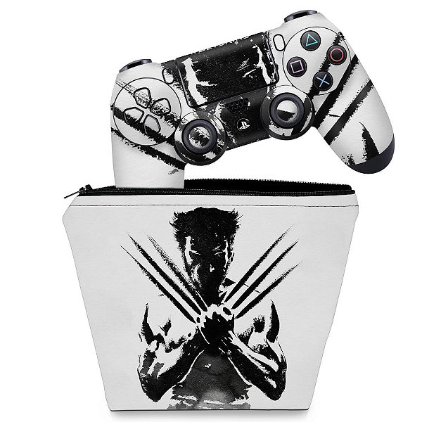 KIT Capa Case e Skin PS4 Controle  - Wolverine - X Men