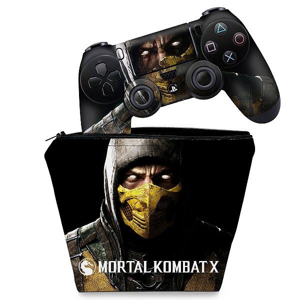 KIT Capa Case e Skin PS4 Controle  - Mortal Kombat X