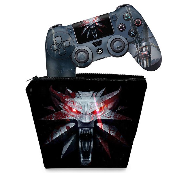 KIT Capa Case e Skin PS4 Controle  - The Witcher #A