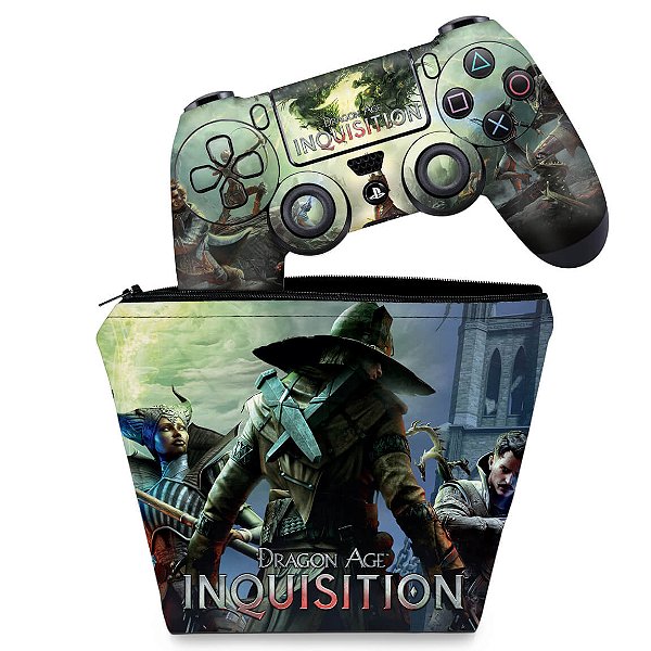 KIT Capa Case e Skin PS4 Controle  - Dragon Age Inquisition