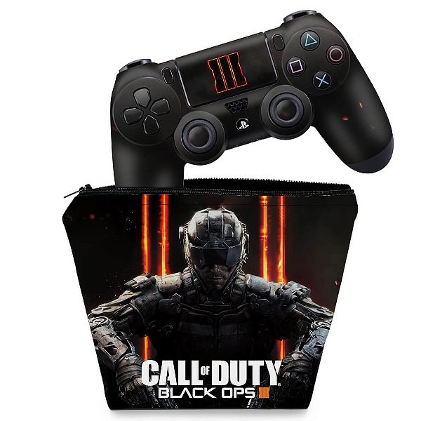 KIT Capa Case e Skin PS4 Controle  - Call Of Duty Black Ops 3