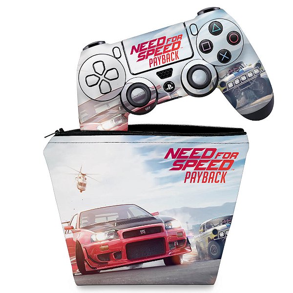 KIT Capa Case e Skin PS4 Controle  - Need For Speed Payback