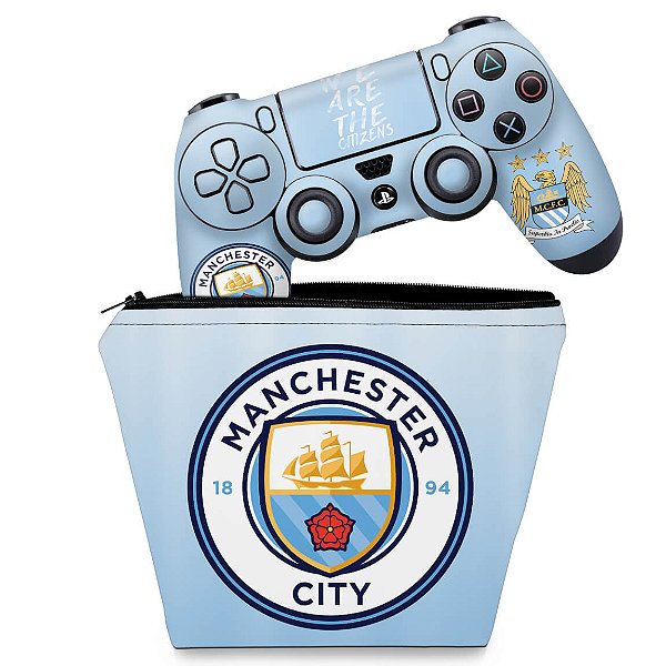 KIT Capa Case e Skin PS4 Controle  - Manchester City Fc