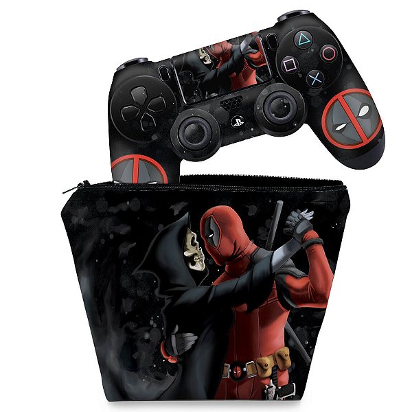 KIT Capa Case e Skin PS4 Controle  - Deadpool 2