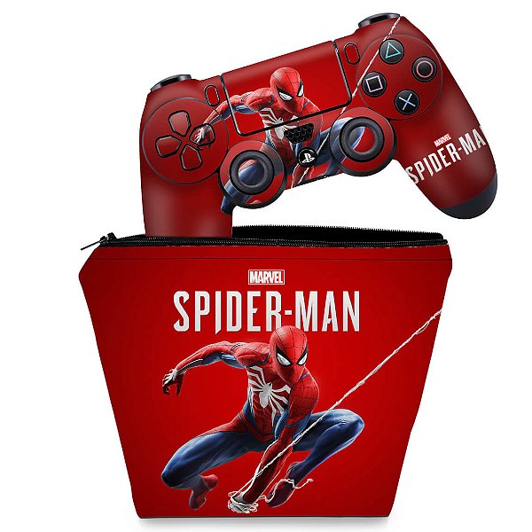 KIT Capa Case e Skin PS4 Controle  - Homem Aranha Spider-Man