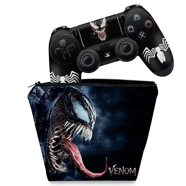 KIT Capa Case e Skin PS4 Controle  - Venom