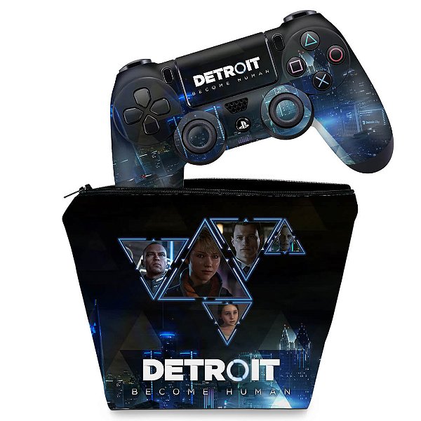KIT Capa Case e Skin PS4 Controle  - Detroit Become Human