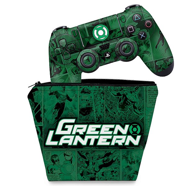 KIT Capa Case e Skin PS4 Controle  - Lanterna Verde Comics