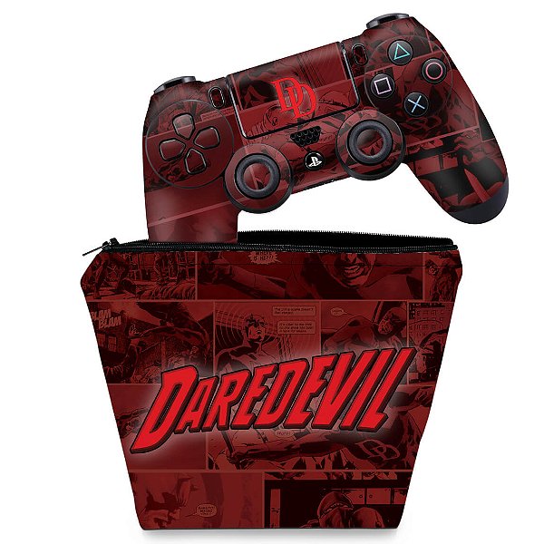 KIT Capa Case e Skin PS4 Controle  - Daredevil Demolidor Comics