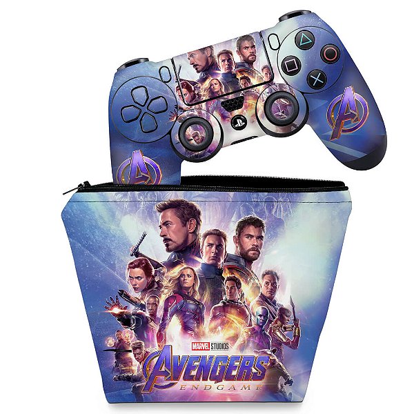 KIT Capa Case e Skin PS4 Controle  - Vingadores Ultimato Endgame