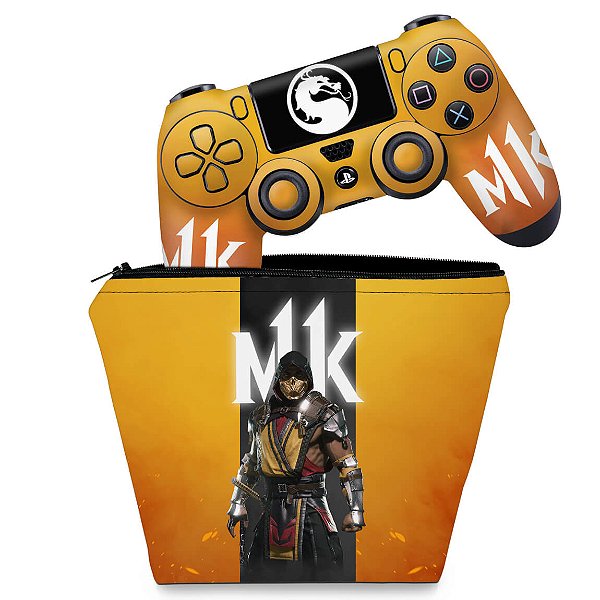 KIT Capa Case e Skin PS4 Controle  - Mortal Kombat 11