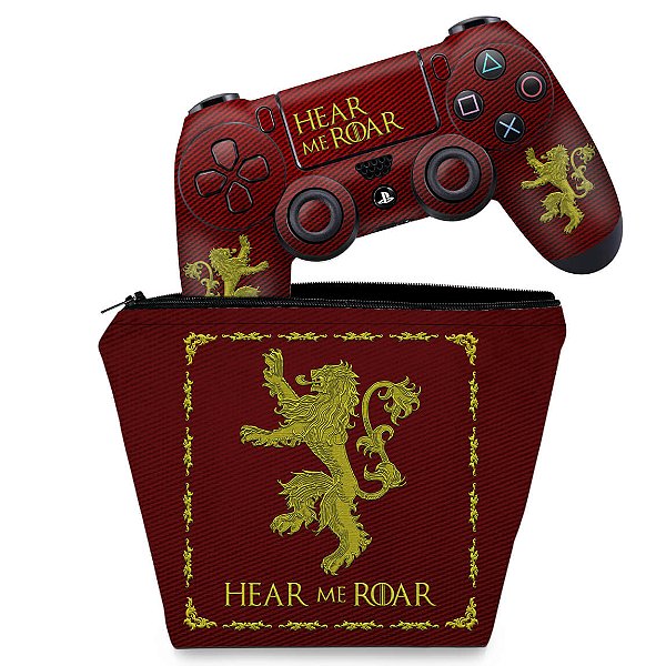 KIT Capa Case e Skin PS4 Controle  - Game Of Thrones Lannister