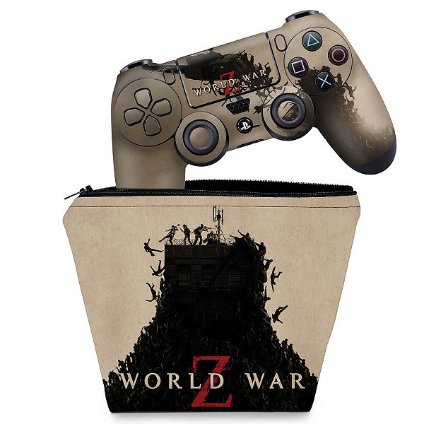 KIT Capa Case e Skin PS4 Controle  - World War Z