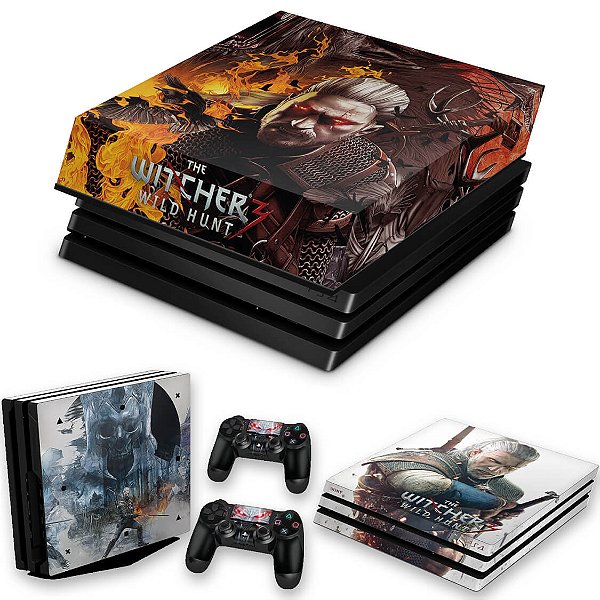 KIT PS4 Pro Skin e Capa Anti Poeira - The Witcher #B