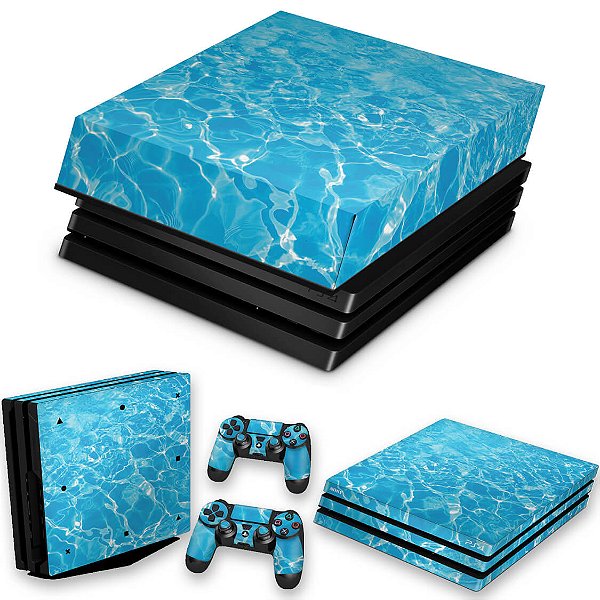 KIT PS4 Pro Skin e Capa Anti Poeira - Aquático Água