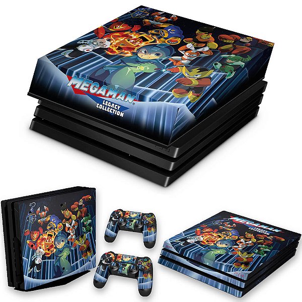 KIT PS4 Pro Skin e Capa Anti Poeira - Megaman Legacy Collection