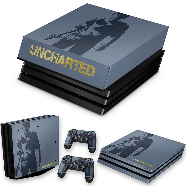 KIT PS4 Pro Skin e Capa Anti Poeira - Uncharted 4 Limited Edition