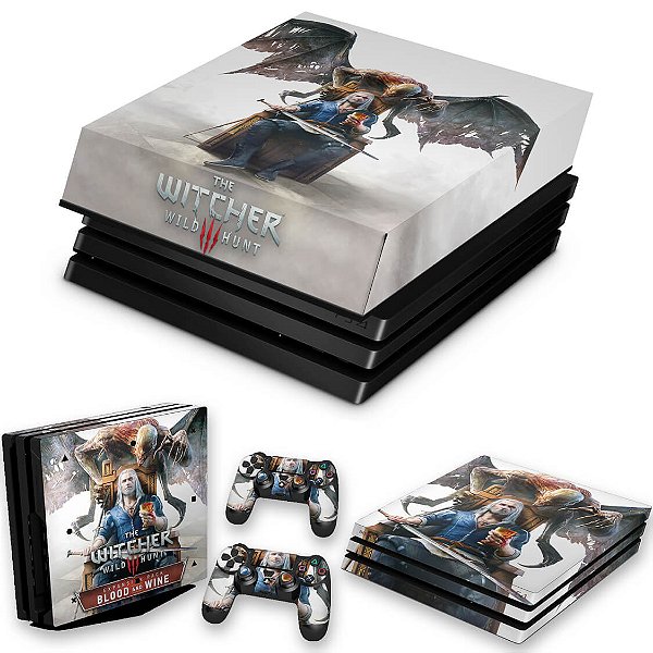 KIT PS4 Pro Skin e Capa Anti Poeira - The Witcher 3: Wild Hunt - Blood And Wine