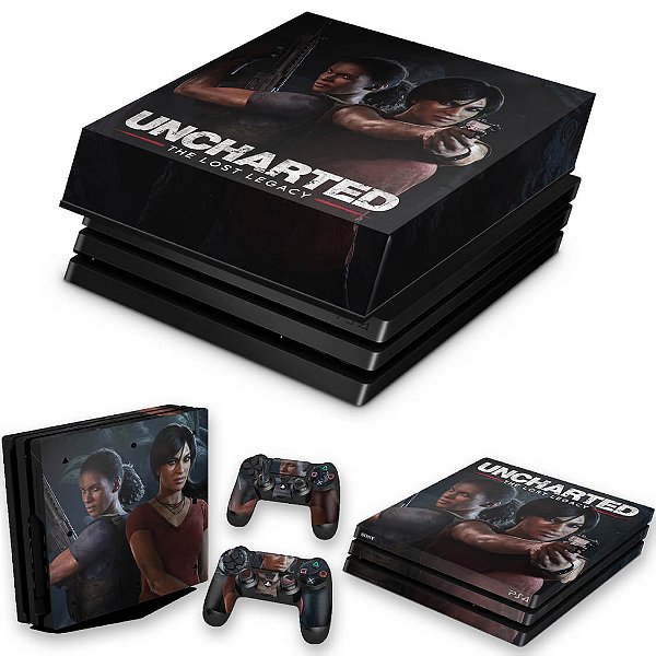 KIT PS4 Pro Skin e Capa Anti Poeira - Uncharted Lost Legacy