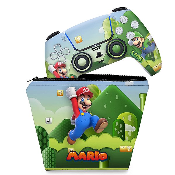 KIT Capa Case e Skin PS5 Controle - Super Mario - Pop Arte Skins