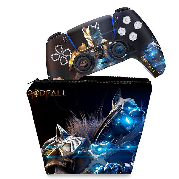 KIT Capa Case e Skin PS5 Controle - Godfall