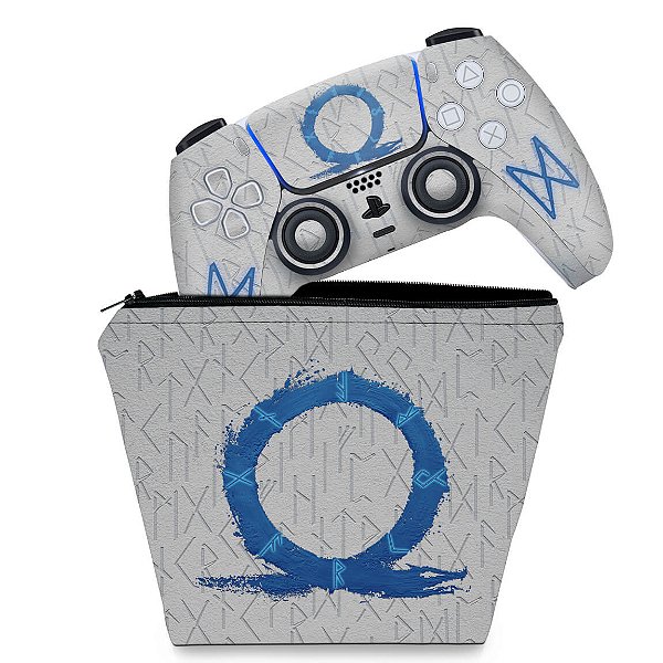 KIT Capa Case e Skin PS5 Controle - God Of War Ragnarok